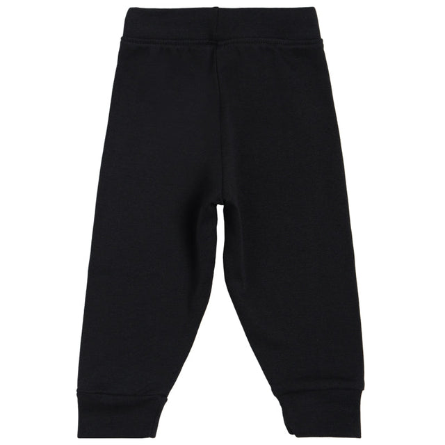 Black kids thermal leggings with elastic waistband and cuffed ankles, back view