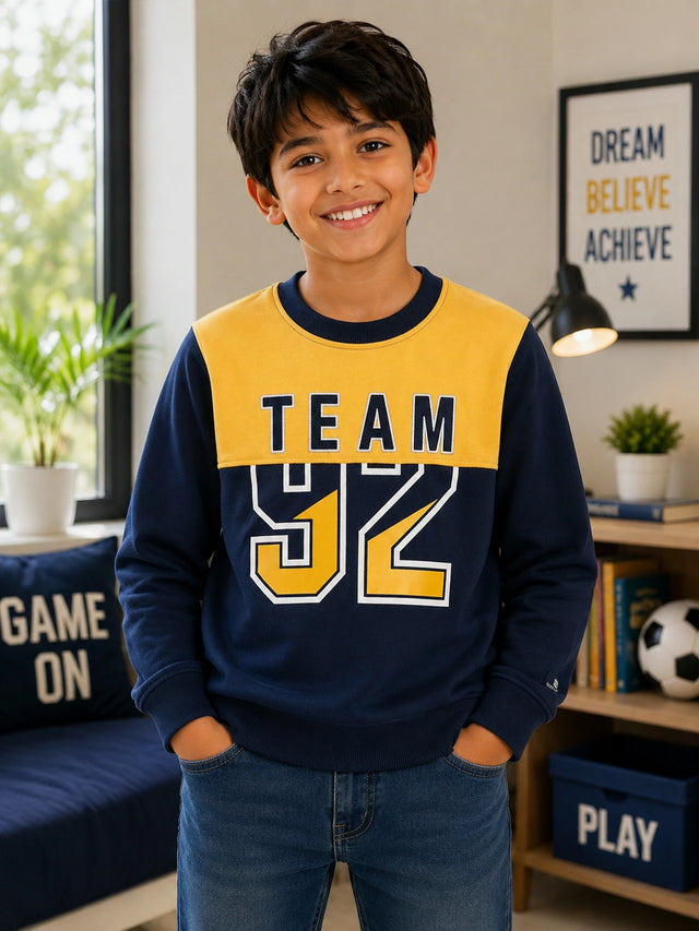 Boys French Terry Sweatshirt for Casual Wear, Everyday Comfort, Easy Movement and Regular Wardrobe Use