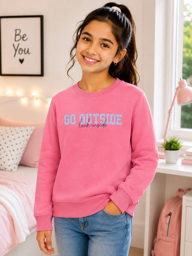 Girls Round Neck Full Sleeve Sweatshirt with Casual Wear Comfort, Lounge-Ready Styling and Regular Seasonal Use