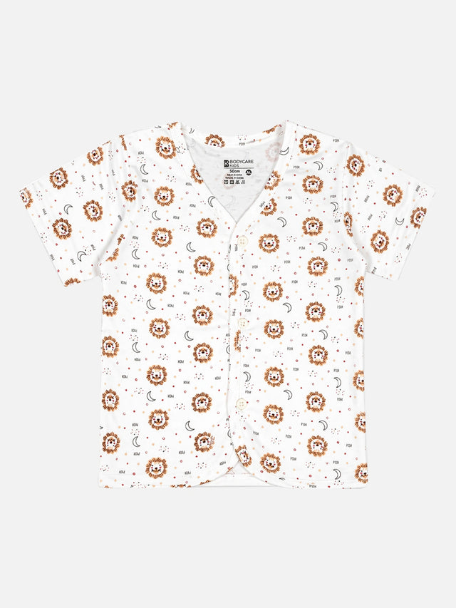 Baby 100% Cotton Spandex Front Open Half Sleeves Short Suit for Everyday Comfort, Easy Dressing and Regular Wear