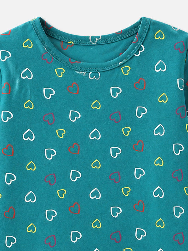 Girls Cotton Printed T-Shirt Round Neck Half Sleeves Casual Wear Top for School, Play and Everyday Outfits