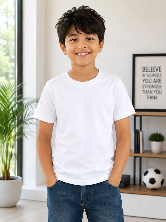Boys Solid Round Neck Half Sleeves T-Shirt for Casual Wear, Easy Movement and Regular Wardrobe Use - Pack of 2