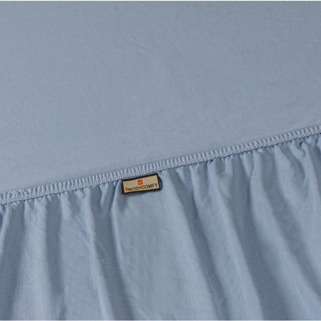 Single Cotton Fitted Bedsheet Solid Arabic Blue - Bodycare