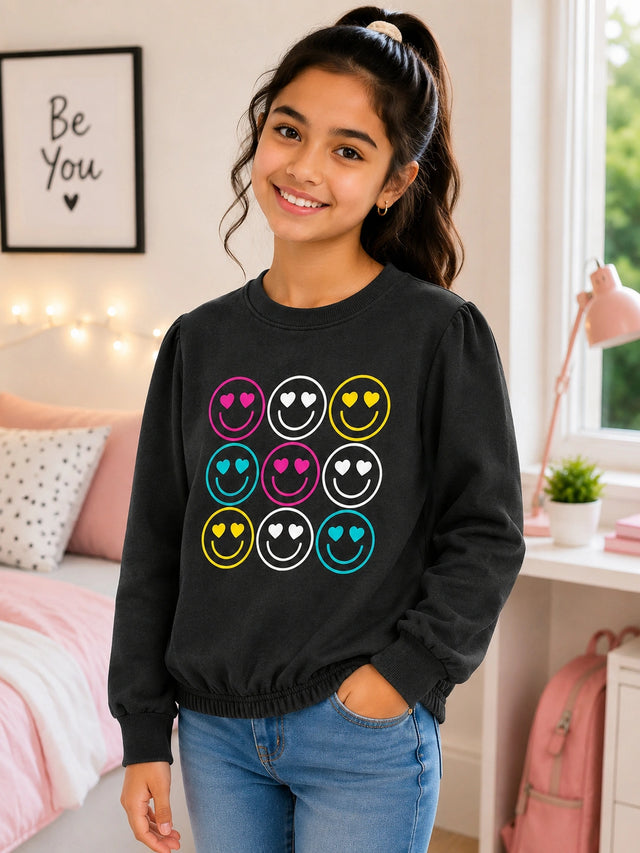 Girls Round Neck Full Sleeve Sweatshirt for Cozy Casual Wear, Lounge Comfort and Regular Wardrobe Essentials