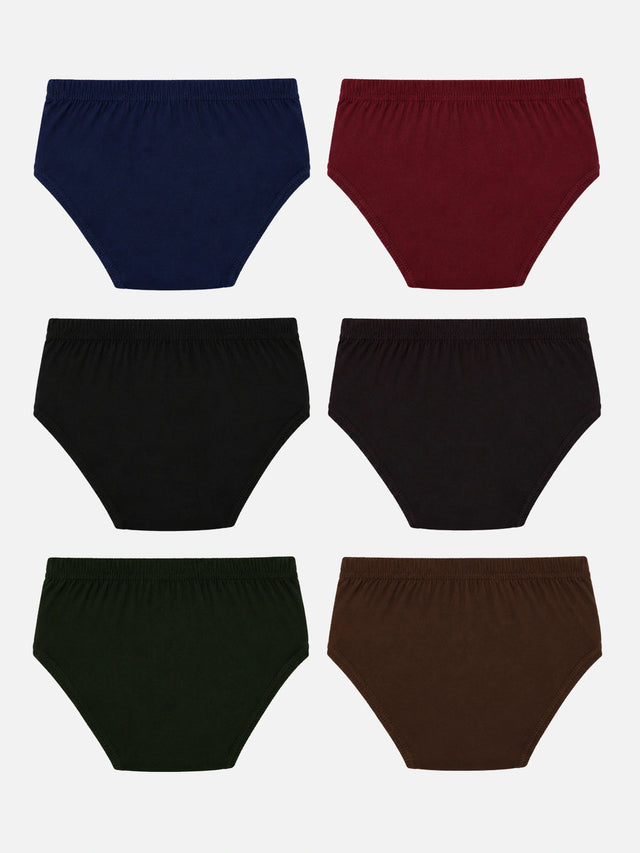 Boys 100% Cotton Innerwear Briefs with Comfortable Fit Styling for Everyday Essentials and Regular Use - Pack of 6