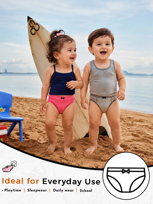 Baby Girls Solid Panty with Inner Elastic Waistband for Comfortable Everyday Innerwear Essentials - Pack of 6