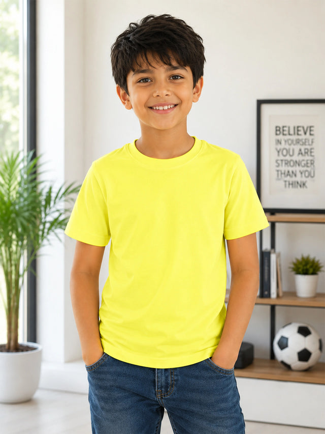 Boys Solid Round Neck Half Sleeves T-Shirt for Casual Wear, Easy Movement and Regular Wardrobe Use - Pack of 2