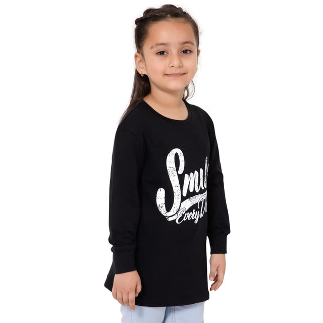 Girls 100% Cotton T-Shirt Round Neck Full Sleeves Pack of 1 - Bodycare