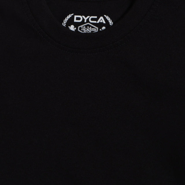Black kids round neck innerwear shirt, cotton fabric, size label 18-24 months visible