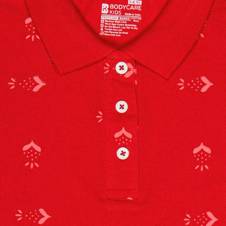 Bodycare Girls Polo Collar Half Sleeves Printed Tshirt