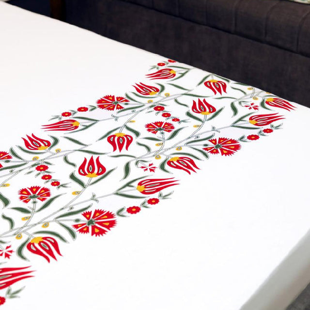 King Size Cotton Bedsheet Modern Floral White - Bodycare