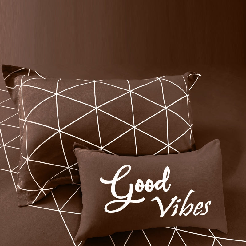 Bodycomfy 100% Cotton Hosiery Single bed Fitted Bedsheet – Geometric Print