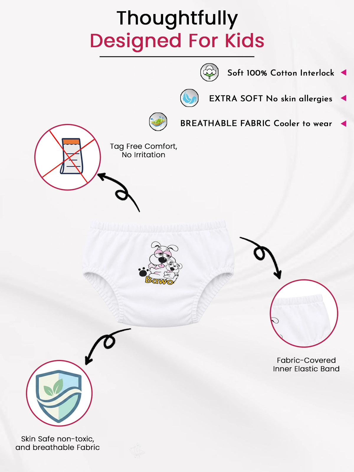 Baby Girls Printed Panty with Inner Elastic Waistband for Soft Everyday Innerwear Comfort and Regular Use - Pack of 6