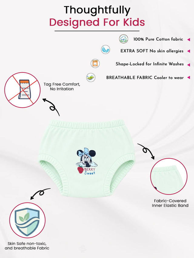 Baby Girls 100% Cotton Innerwear Panty with Inner Elastic, Soft Breathable Fabric and Everyday Comfort - Pack of 3
