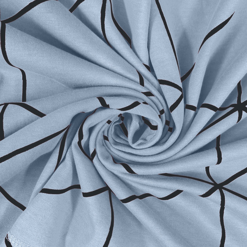 Bodycomfy 100% Cotton Hosiery Single bed Fitted Bedsheet – Geometric Print