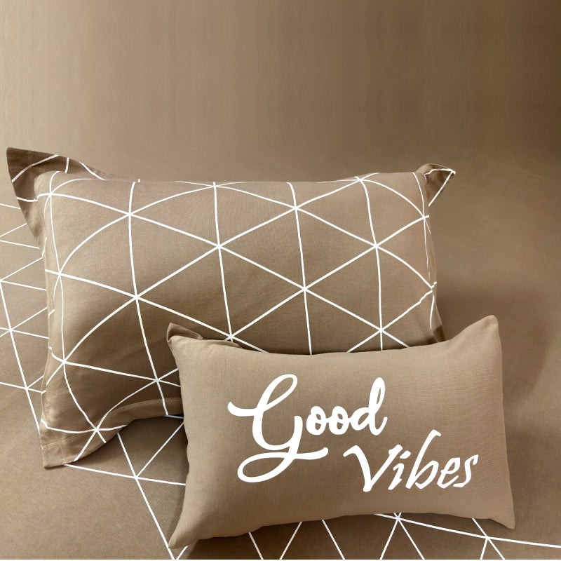 Bodycomfy 100% Cotton Hosiery Single bed Fitted Bedsheet – Geometric Print