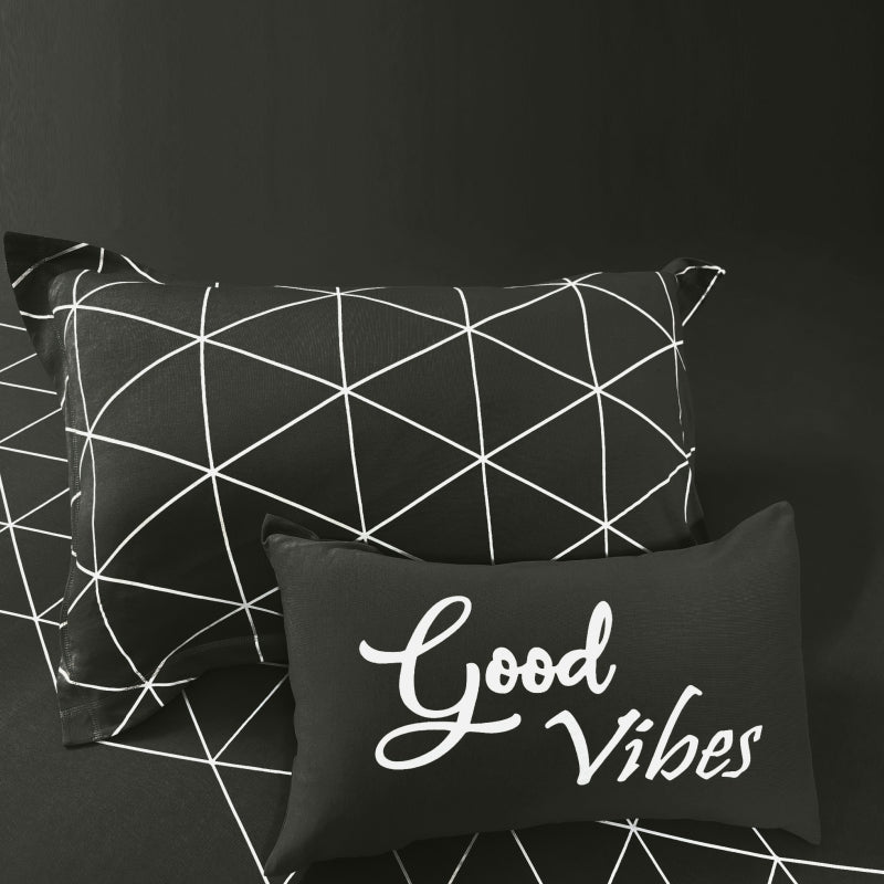 Bodycomfy 100% Cotton Hosiery Single bed Fitted Bedsheet – Geometric Print