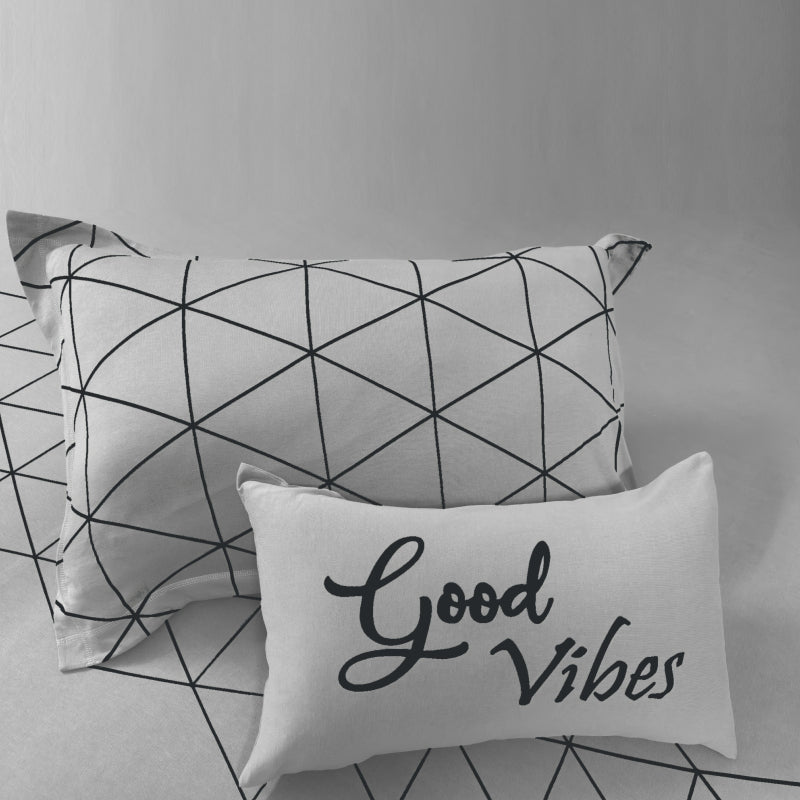 Bodycomfy 100% Cotton Hosiery Single bed Fitted Bedsheet – Geometric Print