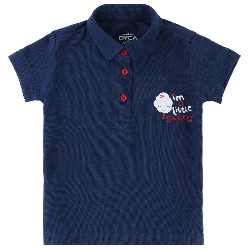 DYCA Girls Tshirt Collar Half Sleeves Solid