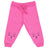 Pink kids pajama pants with cute bear face prints, drawstring waist, soft cotton fabric