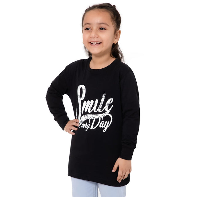 Girls 100% Cotton T-Shirt Round Neck Full Sleeves Pack of 1 - Bodycare