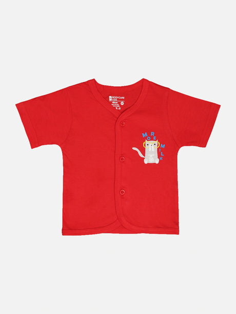 Baby 100% Cotton Front Open Half Sleeves Short Suit Solid