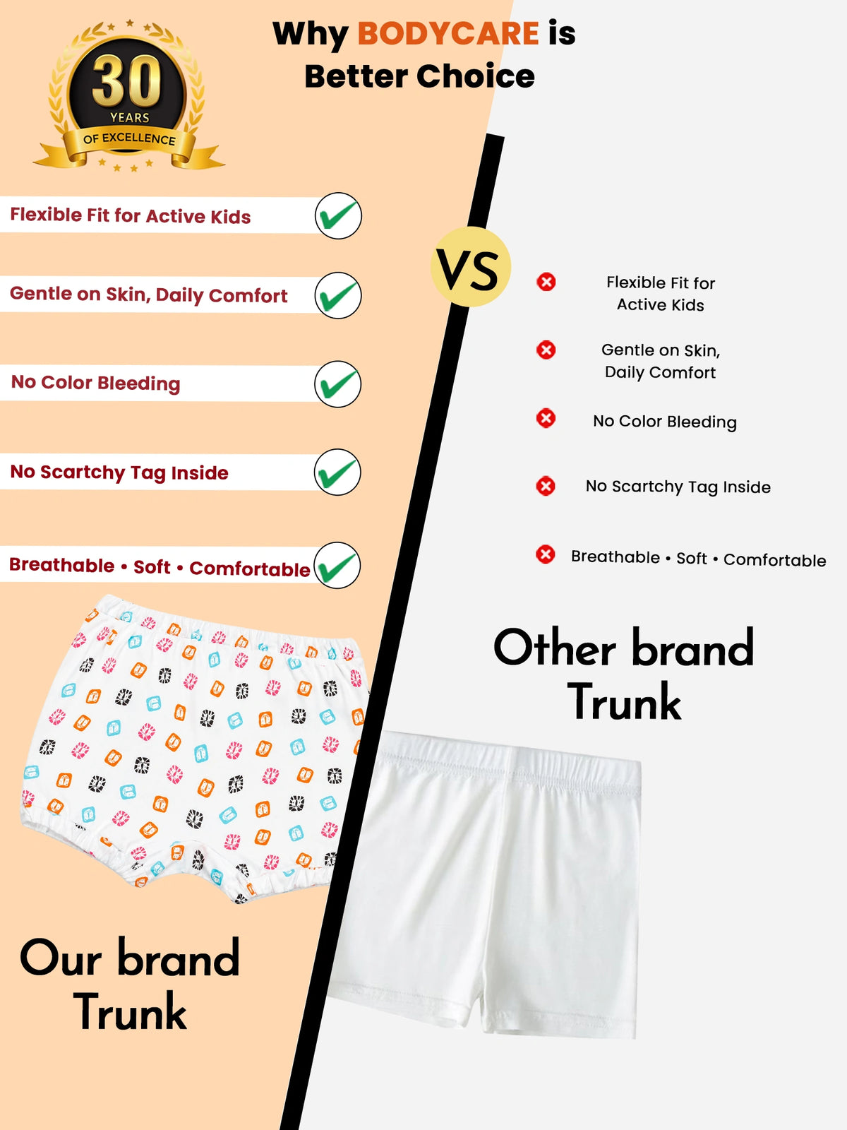 Baby Boys Printed Trunk with Inner Elastic Waistband for Comfortable Innerwear Essentials and Regular Use - Pack of 6