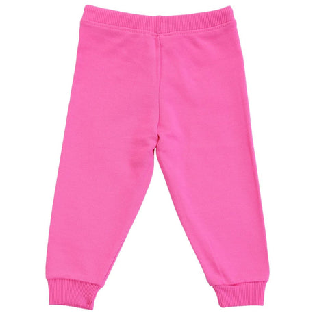 Bright pink kids thermal leggings with ribbed waistband and cuffs, displayed on white background