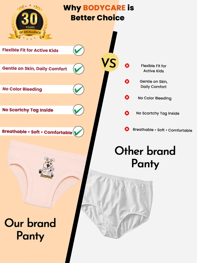 Baby Girls Solid Panty with Inner Elastic Waistband for Comfortable Everyday Innerwear Essentials - Pack of 6