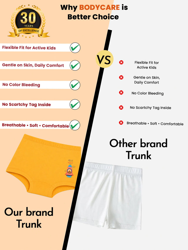 Baby Boys Trunk with Inner Elastic Waistband for Comfortable Everyday Innerwear Essentials and Regular Use - Pack of 6
