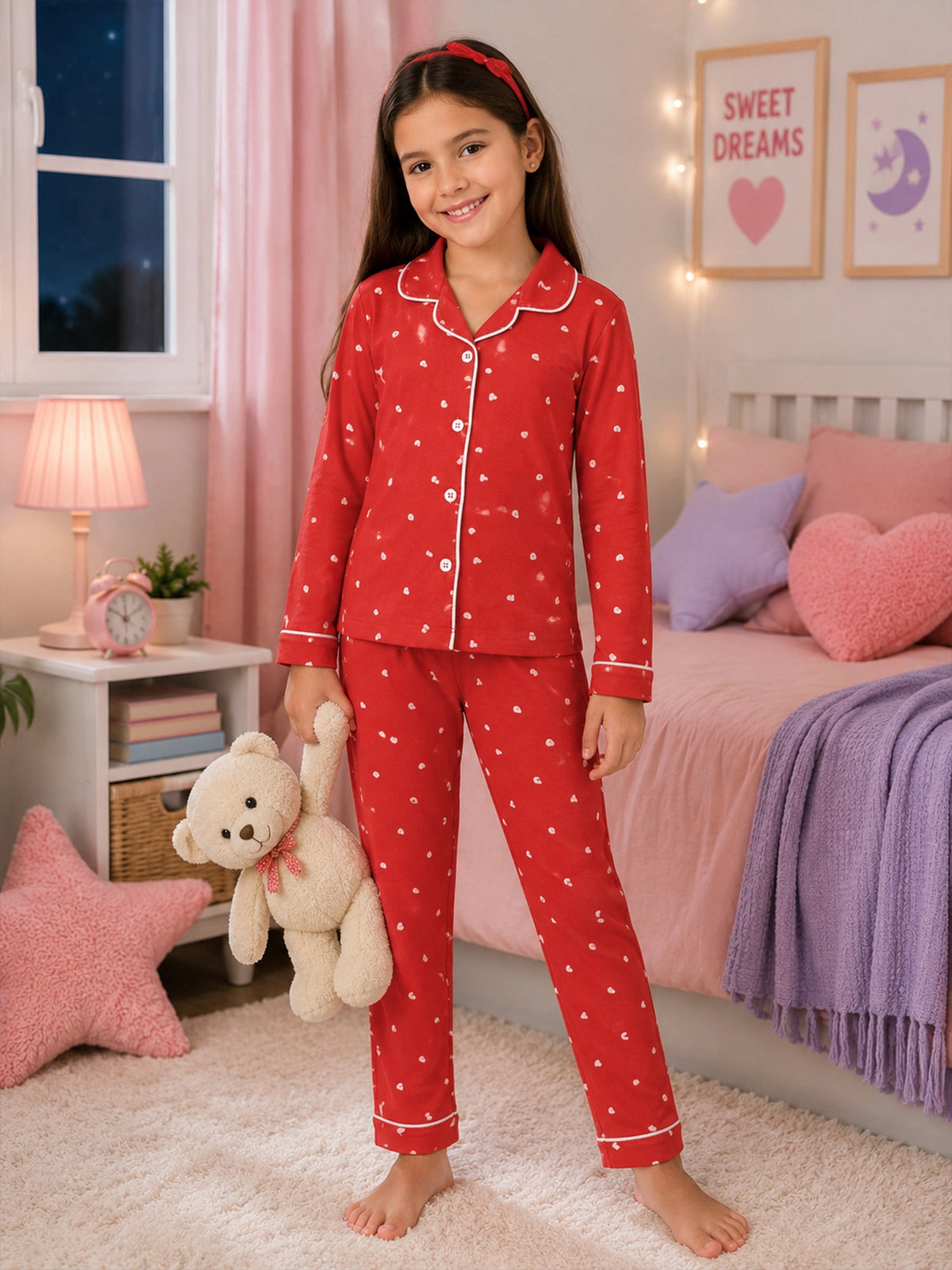 Girls Cotton Night Suit for Comfortable Sleepwear, Lounge Wear and Everyday Nightwear Essentials for Daily Use