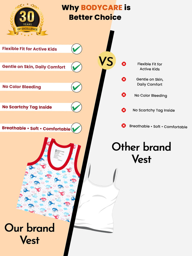 Baby Boys Round Neck Vest with Sleeveless Design for Comfortable Innerwear Use and Everyday Essentials - Pack of 6