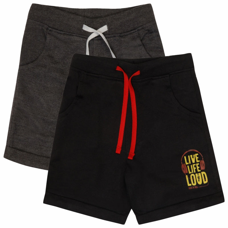 Boys Solid Shorts with Easy Pull-On Comfort for Casual Wear, Lounge Wear and Everyday Movement - Pack of 2