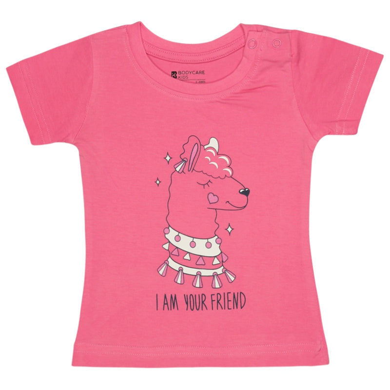 Bodycare Girls Cotton Round Neck Half Sleeves Tshirt Pack Of 2