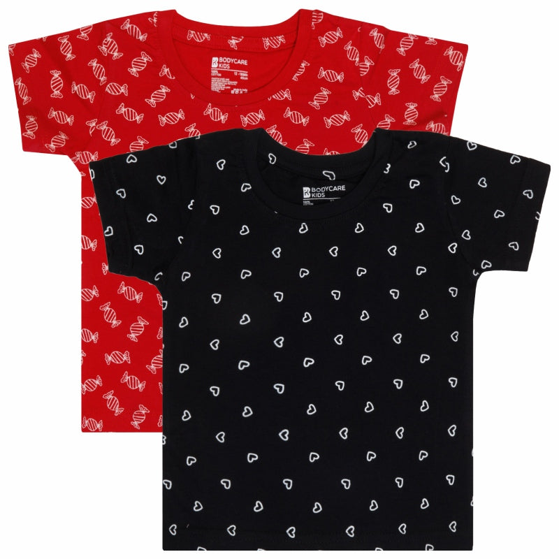 Bodycare Girls Round Neck Half Sleeves Tshirt Pack Of 2