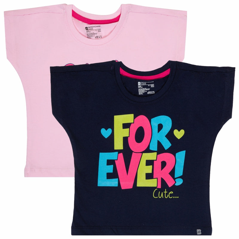 Bodycare Girls Round Neck Half Sleeves Tshirt Pack Of 2