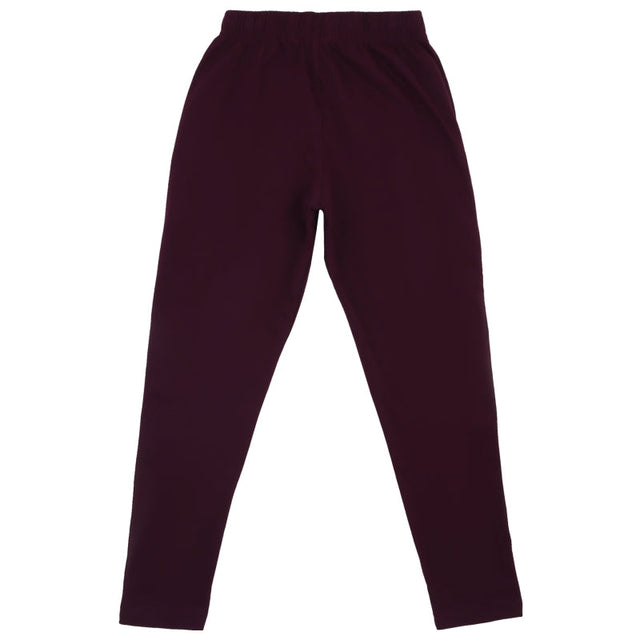 Maroon kids thermal leggings with elastic waistband, soft and comfortable winter wear
