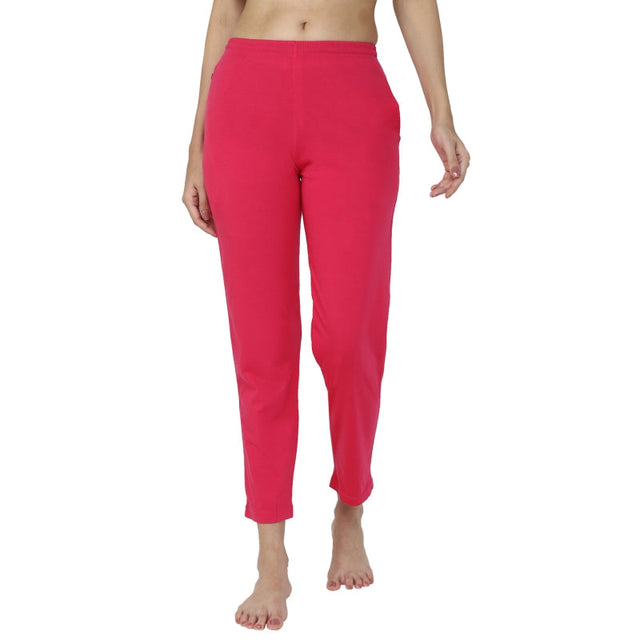 Women 100% Cotton Track Pant with Side Pockets and Solid Sports Jogger Styling for Workout, Gym and Active Wear