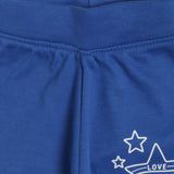 Blue kids innerwear shorts with elastic waistband and white star print design