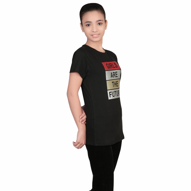 Girls Cotton T-Shirt Round Neck Half Sleeves Pack of 1 - Bodycare