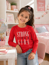 Girls 100% Cotton T-Shirt with Round Neck and Full Sleeves for Comfortable Casual Wear and Regular Use - Pack of 1