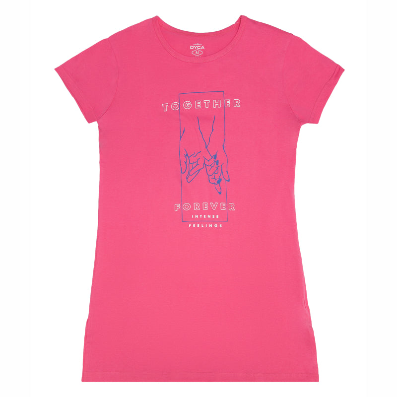 Women Cotton Printed Long T-Shirt with Round Neck, Half Sleeves and Regular Fit for Casual Wear Comfort