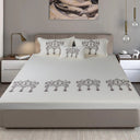 Bodycomfy 100% Cotton Hosiery King Size Fitted Bedsheet – Motif Panel Print