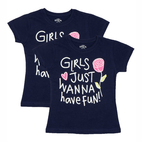 Dyca Girls Round Neck Half Sleeves Tshirt Pack Of 2