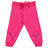 Pink kids sweatpants with cute bear face prints on knees, elastic waistband, and drawstring.