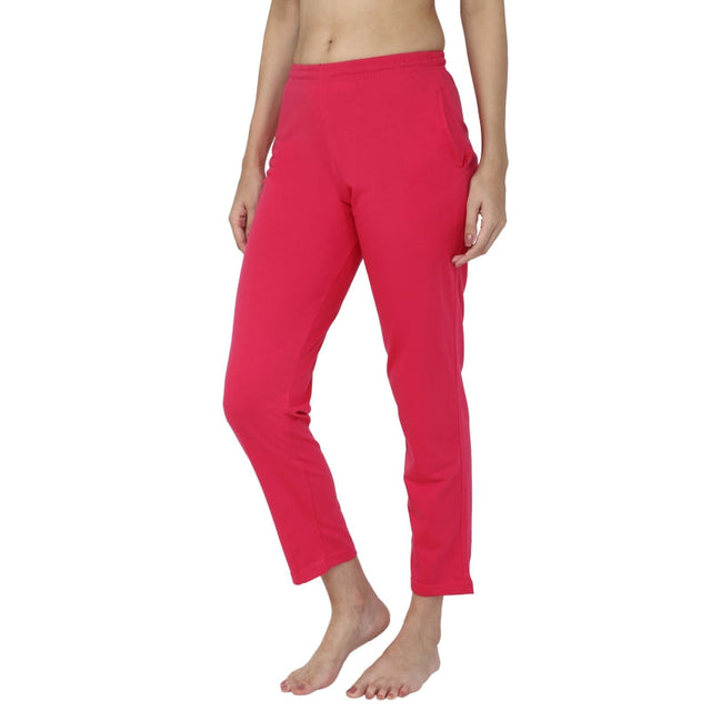 Women 100% Cotton Track Pant with Side Pockets and Solid Sports Jogger Styling for Workout, Gym and Active Wear