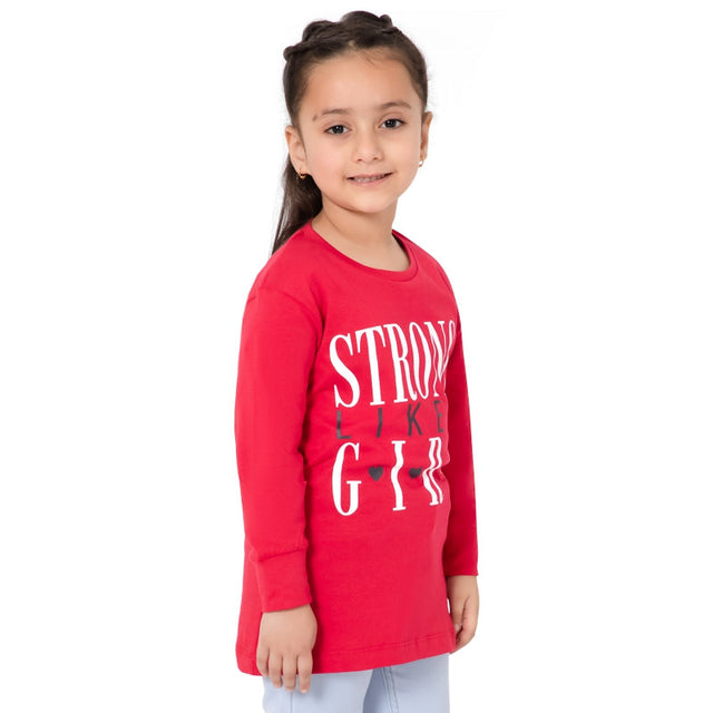 Girls 100% Cotton T-Shirt Round Neck Full Sleeves Pack of 1 - Bodycare