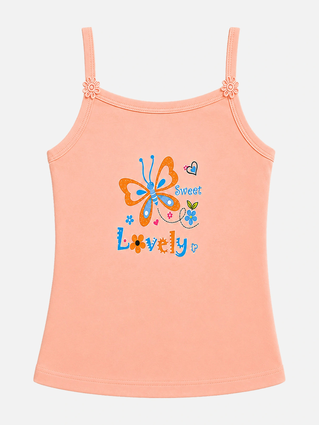 Girls 100% Cotton Printed Vest with Dori Neck and Sleeveless Regular Fit for Innerwear Comfort - Pack of 4