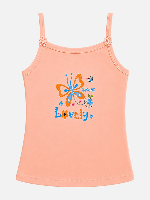 Girls 100% Cotton Printed Vest Camisole and Sleeveless Regular Fit for Innerwear Comfort - Pack of 4