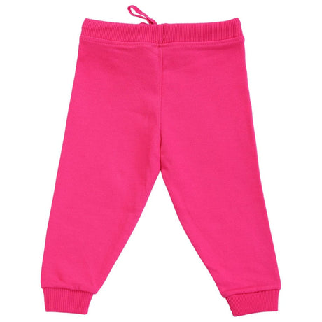 Bright pink kids cotton thermal leggings with elastic waistband and ribbed cuffs